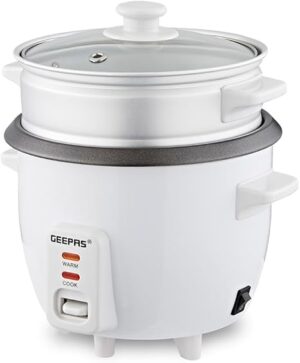 Geepas-Automatic Rice Cooker 3 in 1 Functions Non-Stick Inner Pot Automatic Shut Off with Overheat Protection |GRC4324 White
