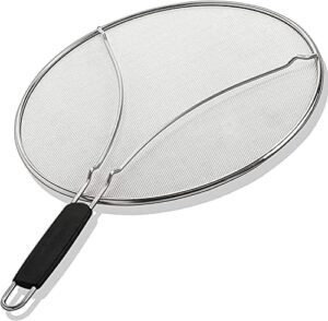 Bergkoch Grease Splatter Screen for Frying Pan 13" - Stops 99% of Hot Oil Splash - Protects Skin from Burns - Splatter Guard for Cooking - Iron Skillet Lid Keeps Kitchen Clean - Stainless Steel
