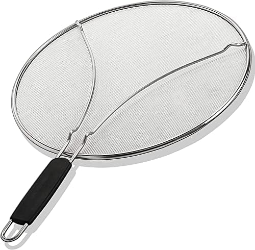 Bergkoch Grease Splatter Screen for Frying Pan 13" - Stops 99% of Hot Oil Splash - Protects Skin from Burns - Splatter Guard for Cooking - Iron Skillet Lid Keeps Kitchen Clean - Stainless Steel