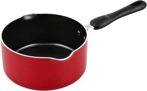 Prestige Classique Aluminium 1.4 Litres 16 CM Milk Pan | Non Stick Surface | Comfortable Grip Handle- Red