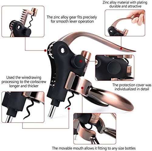 Wine Opener Set,Rabbit Red Wine Corkscrew Bottle Opener Accessories Manual Wine Remover Screwpull Tool Kit Stopper with Foil Cutter, Corkscrew Spiral and Gift Box