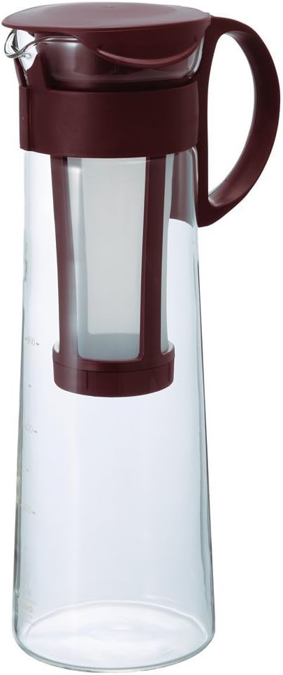 Hario Mizudashi Cold Brew Coffee Maker, Japanese Heatproof Glass, Permanent Filter, Easy Iced Coffee Brewer, Dishwasher Safe, 1L - Brown