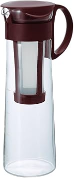 Hario Mizudashi Cold Brew Coffee Maker, Japanese Heatproof Glass, Permanent Filter, Easy Iced Coffee Brewer, Dishwasher Safe, 1L - Brown