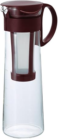 Hario Mizudashi Cold Brew Coffee Maker, Japanese Heatproof Glass, Permanent Filter, Easy Iced Coffee Brewer, Dishwasher Safe, 1L - Brown
