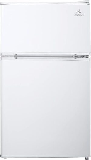 evvoli Top Mount Refrigerator, 100 Liters, Adjustable Leg, Interior light, Defrost type, EVRFM-100W