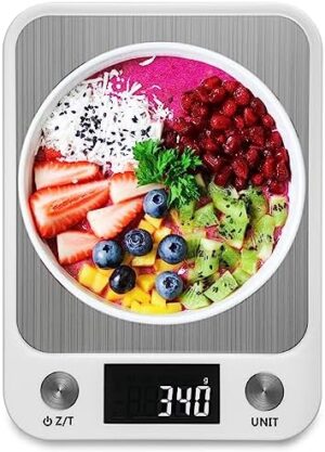 Waterproof Food Scale, 33lb/15kg Digital Kitchen Scale Weight Grams and oz for Cooking Baking, 1g/0.1oz Precise Graduation