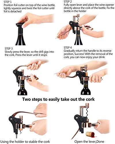 Wine Opener Set,Rabbit Red Wine Corkscrew Bottle Opener Accessories Manual Wine Remover Screwpull Tool Kit Stopper with Foil Cutter, Corkscrew Spiral and Gift Box