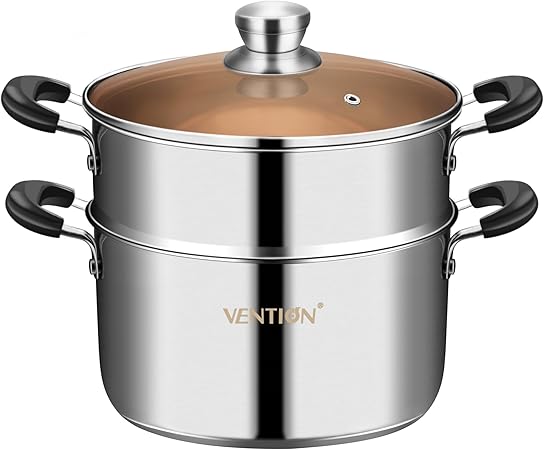 VENTION 8.7 Inch Small Vegetable Steamer Pot, 3.8 QT Induction Stainless Steel Steamer for Cooking, Steam Pot(22cm)