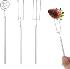 3 Pcs Chocolate Dipping Tool, Stainless Steel Candy Fondue Forks Slotted Spoon Chocolate Dipping Fork Candy Making Tools Dishwasher Safe Decorating Kit for Baking, DIY Truffles, Pralines