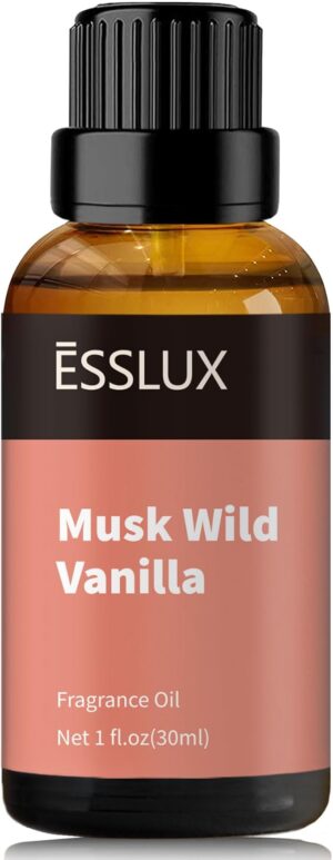 Musk Wild Vanilla Fragrance Oil, ESSLUX Large Single Essential Oil 30ml, Candle Making Scents, Scented Oils for Home for Diffuser, Soap, Perfume, Humidifier