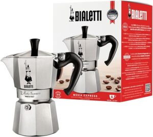 Bialetti Cafetière from Bialetti Moka Express 6tz, Silver, 1 Count (Pack of 1), 6800