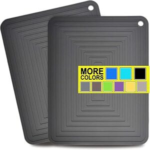 KASTWAVE Silicon Trivet Mats for Dishes, Silicone Pot Holders heat resistant, Large Hot Pads for Kitchen Table - 12" x 9" Trivets for Pots and Pans Set of 2 (Gray)