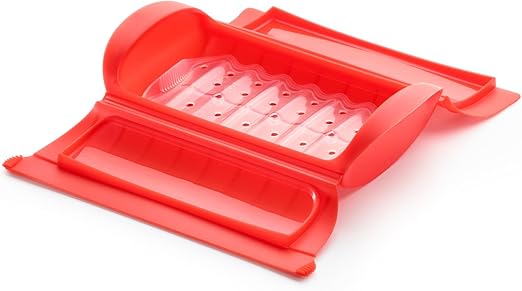 Lekue 650 ml Regular Steam Case with Cooking Tray, Red