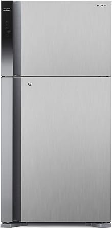 Hitachi 715L Gross, Net 510L Top Mount Double Door Refrigerator, 10-Year Warranty on Inverter Compressor, Dual Fan Cooling, Touch Screen Control, Twist Ice Tray, Premium Silver-RV715PUK7KPSV