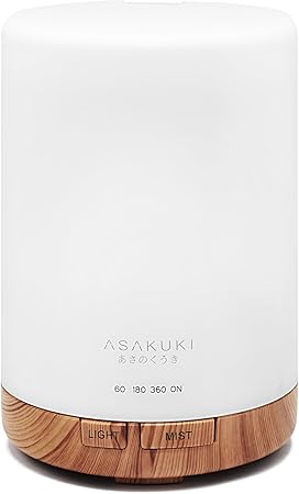 ASAKUKI 300ml Essential Oil Diffuser, Quiet 5-in-1 Premium Humidifier, Natural Home Fragrance Aroma Diffuser with 7 LED Color Changing Light and Auto-Off Safety Switch, Yellow