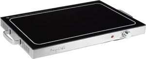 Megachef MCWT-9200 Electric Warming Tray with Adjustable Temperature Control, Stainless Steel, Silver, Black
