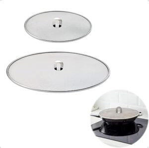 Bolivia's Splatter Guard, 2 in 1 Set Durable Stainless Steel Splatter Shield Set, Splatter Screen for Frying Pan, Grease Splatter Guard Stainless Steel Large 33cm and Small 25.5cm Shield