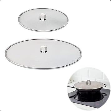 Bolivia's Splatter Guard, 2 in 1 Set Durable Stainless Steel Splatter Shield Set, Splatter Screen for Frying Pan, Grease Splatter Guard Stainless Steel Large 33cm and Small 25.5cm Shield
