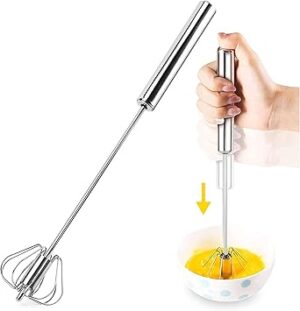 MARKQ Semi-Automatic Egg Whisk, 14 Inch Stainless Steel Handheld Whisk For Home Blending, Milk frother, Whisking, Egg Beating, Stirring, Hand Push Rotary