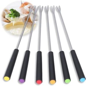 Stainless Steel Fondue Forks 6Pcs 9.1" with Heat Resistant Handle Color Fondue