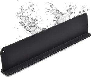 TERRIFI Silicone Sink Splash Guard with Suction Cup - 17.3 x 4.1 Inch Black Splatter Screen for Kitchen - Versatile Sink Splash Protector, Easy to Install