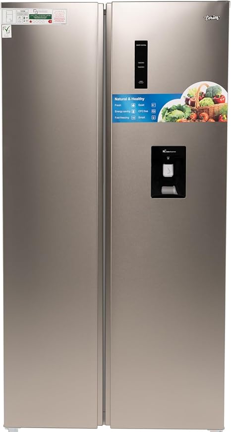 Terim Side-by-Side Refrigerator TERRSBS720WD1, 720L Gross Capacity, Inverter Compressor, Total No Frost, Digital Display, Water Dispenser, Multi Air Flow