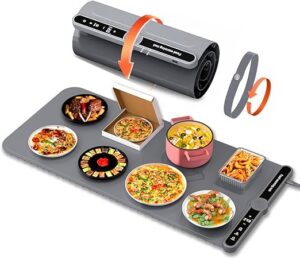 Extended heating plate Adjustable temperature heating plate Foldable food warmer Used to keep tableware warm Suitable for parties Fast heating plate Suitable for buffets, gatherings (Grey)