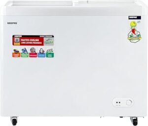 Geepas Chest Showcase Freezer- GCF3523SG| Storage Capacity: 360 L; Convertible Freezer and Fridge Function| Faster Cooling and Long Lasting Freshness with Temperature Control| 1 Year Warranty