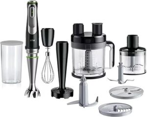 Braun MultiQuick 9 Hand Blender Set, XL Food Processor 2L, Active PowerDrive Technology, 500ml Chopper, iMode Technology, MQ 9187XLI, Puree Masher Included, Black