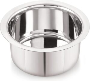 Neelam Stainless Steel 10 22G Flat Bottom Tope, 1100 ml, Silver – Durable, Cookware Ideal for Boiling, Steaming, and Cooking, with Excellent Heat Retention and Effective Performance.