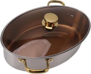 Stainless Steel Fish , Multi-Use Oval Fish Steam Pot with Rack, Ceramic Pan Lid, 304 Stainless Steel Multi Use Cookware for Steaming Fish, Boiling Soup