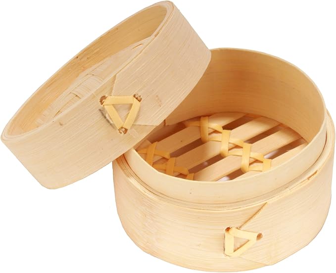 BambooMN 3 Inch Mini Bamboo Dim Sum Dumpling Steamer Basket for Dessert Party Favors Wedding Birthday Home Decorations Supplies 10 Pieces Natural 6955114961232a