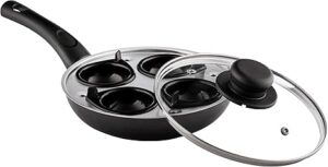 Sapphire Collection P063 20 cm 4-Cup Egg Poacher, Black