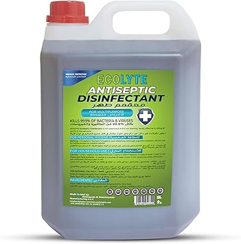 ECOLYTE+ Disinfectant Ecolyte+ Premium Antiseptic Disinfectant Liquid for Effective Germ Protection Antibacterial & Personal Hygiene, Versatile And Effective, Used in Bathing and Laundry, 5 LIter