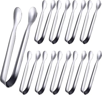 Tuklye Amzuia 10 Piece Stainless Steel Sugar Tongs,4.3inch Ice Tongs Kitchen Tongs Appetizers Tongs for Coffee Bar, Tea Party, Desserts Party, Sugar and Ice Bucket