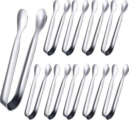 Tuklye Amzuia 10 Piece Stainless Steel Sugar Tongs,4.3inch Ice Tongs Kitchen Tongs Appetizers Tongs for Coffee Bar, Tea Party, Desserts Party, Sugar and Ice Bucket