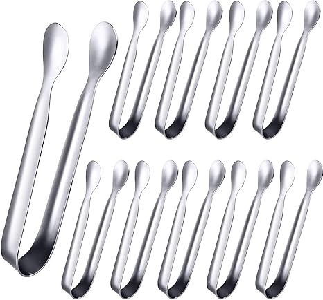 Tuklye Amzuia 10 Piece Stainless Steel Sugar Tongs,4.3inch Ice Tongs Kitchen Tongs Appetizers Tongs for Coffee Bar, Tea Party, Desserts Party, Sugar and Ice Bucket