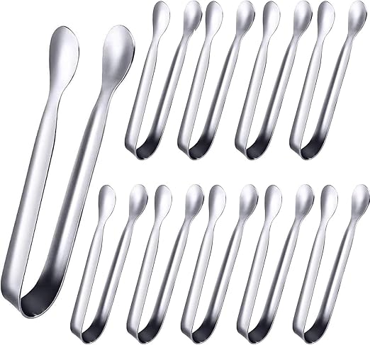 Tuklye Amzuia 10 Piece Stainless Steel Sugar Tongs,4.3inch Ice Tongs Kitchen Tongs Appetizers Tongs for Coffee Bar, Tea Party, Desserts Party, Sugar and Ice Bucket