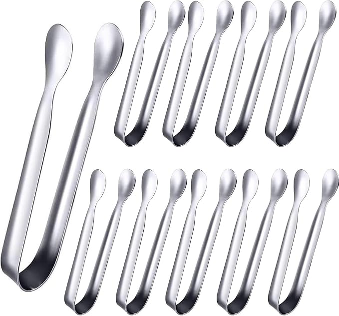 Tuklye Amzuia 10 Piece Stainless Steel Sugar Tongs,4.3inch Ice Tongs Kitchen Tongs Appetizers Tongs for Coffee Bar, Tea Party, Desserts Party, Sugar and Ice Bucket