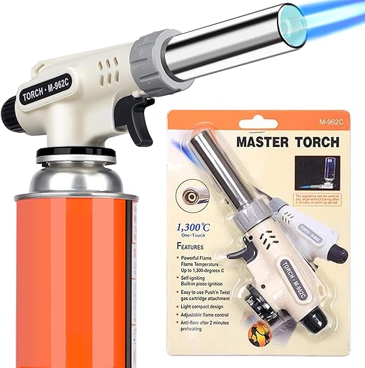 Culinary Professional Kitchen Butane Torch, Upgrade Creme Brulee Blow Torch for Cooking, Adjustable Flame with Reverse Use(Butane Gas Not Included)