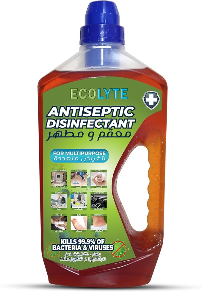 ECOLYTE+ Antiseptic Disinfectant, Premium Liquid for Effective Germ Protection Antibacterial & Personal Hygiene, Versatile & Effective, Used in Bathing, Laundry, All purpose Cleaner (1 Liter)