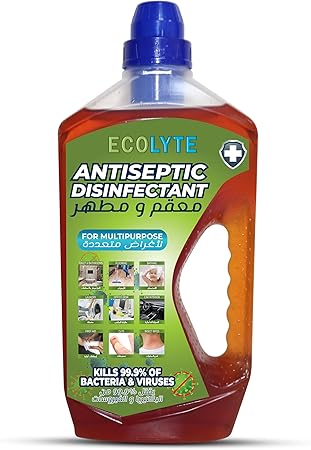 ECOLYTE+ Antiseptic Disinfectant, Premium Liquid for Effective Germ Protection Antibacterial & Personal Hygiene, Versatile & Effective, Used in Bathing, Laundry, All purpose Cleaner (1 Liter)
