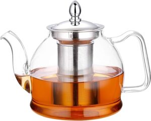 Hiware Glass Teapot with Removable Infuser 1000ml Stovetop Tea Maker and Tea Maker