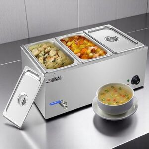 GRACE Commercial Food Warmer Bain Marie Steam Table Countertop 3-Pan Station 1/3-150MM - 5.5L x 3