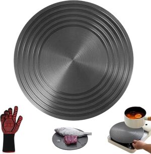 Tuklye Gas Stove Diffuser, 11inch(28cm) Protector Diffuser, Round Frozen Food Quick Thaw Tray, Multi-Function Fin Cookware Accessories