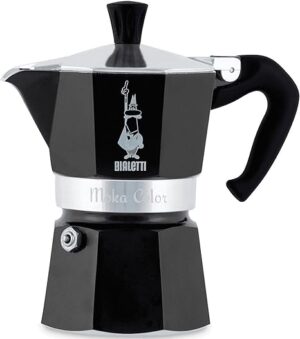 Bialetti Moka Express Stove Top Espresso Maker - 3 Cups, 150ml Aluminum Moka Pot, Makes Real Italian Coffee. Color -Black