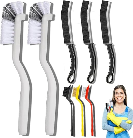 8PCS Cleaning Brush Set, Multi Purpose Gap Brush for Kitchen,Bathroom,Car, Grout, Window Tracks,Bathtub,Vehicle,Faucets,Bowl,Teapot,Cup, Home Essentials Scrub Cleaning Tools,Hard Crevice Cleaning