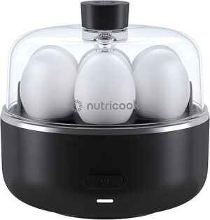Nutricook Egg Cooker, 7 Eggs Capacity,Egg Cooker for Boiled, Poached, Scrambled Eggs & Omelettes, Buzzer Indicator, Precision Cooking, Includes accessories, EC207ME-K,Black, 2-Year Limited Warranty