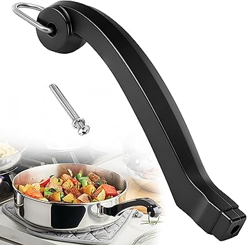 P08-033 Fry & Sauce Pan Handle Replacement, for Faber - Ware 1.5 Quart Classic Stainless Pot Attachment, Black, 6" pan to end