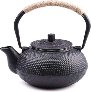 suyika TOWA Workshop Japanese Tetsubin Tea Kettle Cast Iron Teapot with Stainless Steel Infuser Black 22 oz